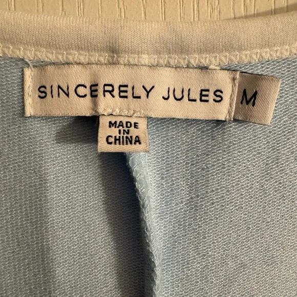 Sincerely Jules Light Blue Knit Jumpsuit with White Neckline - Picture 4 of 4